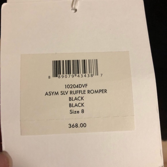 DVF Black Asymmetric Silk Ruffle Romper - Picture 6 of 8